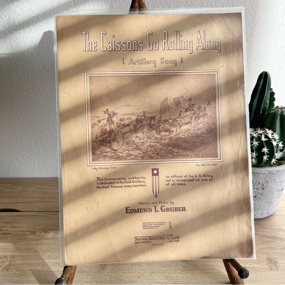 Vintage 1931 Caissons Go Rolling Along Sheet Music Army Artillery